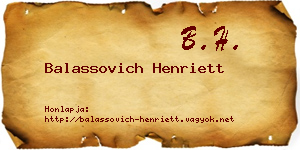 Balassovich Henriett névjegykártya